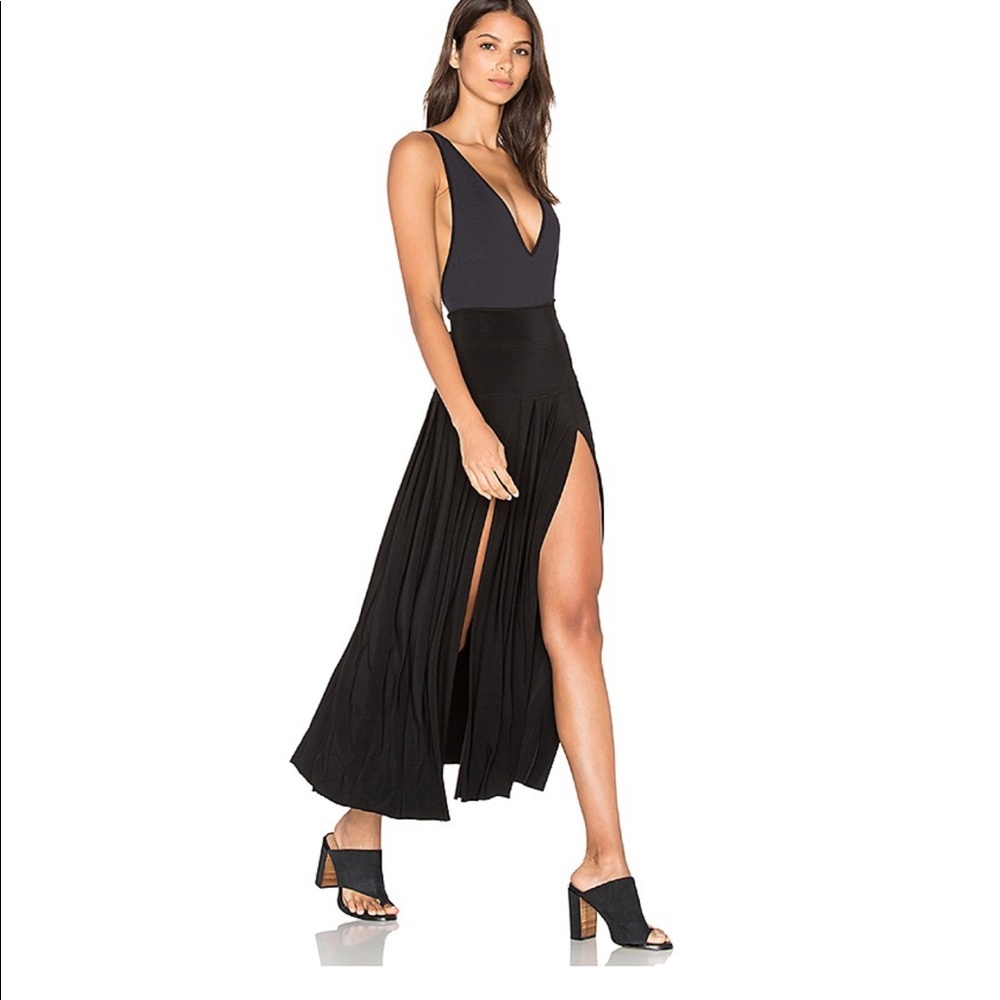 Norma Kamali Black Pleaded Skirt